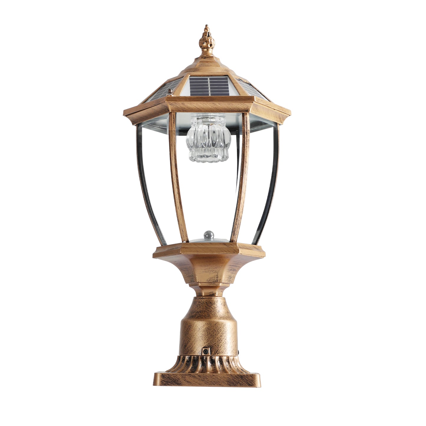 Golden Solar Powered Outdoor Lantern - Vintage Garden Light for Pathways & Yards - Bronze
