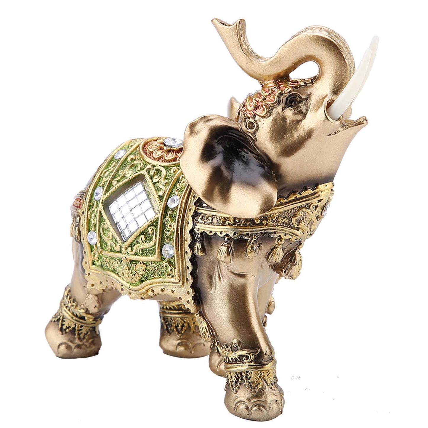 Feng Shui Green Elephant Statue - Wealth Figurine for Home Decor