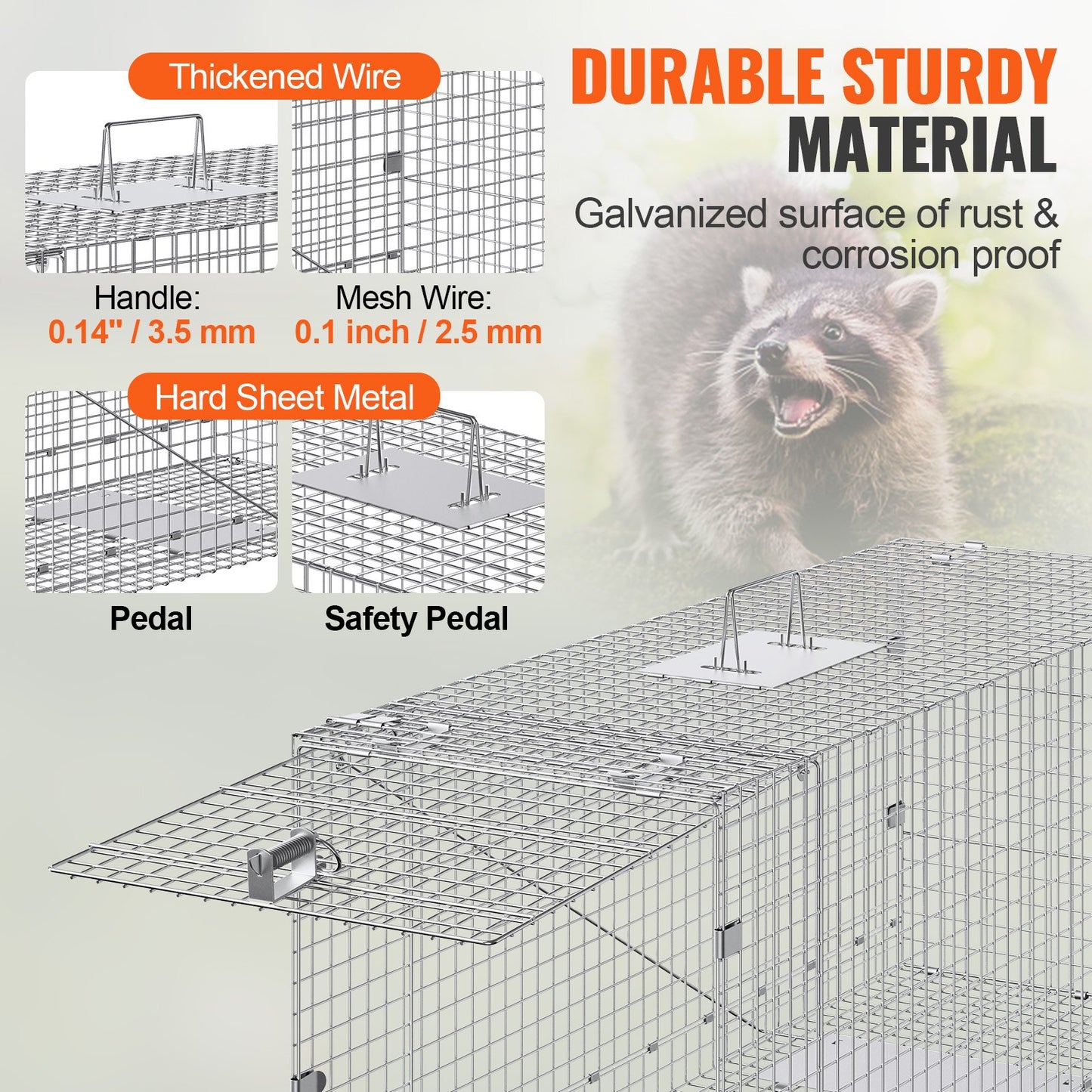 42-Inch Humane Animal Cage Trap for Cats, Stray Dogs, Raccoons, and More