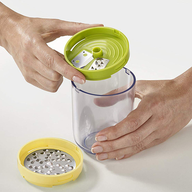 Handheld Rotary Vegetable Cutter 3-in-1 Kitchen Tool - Green