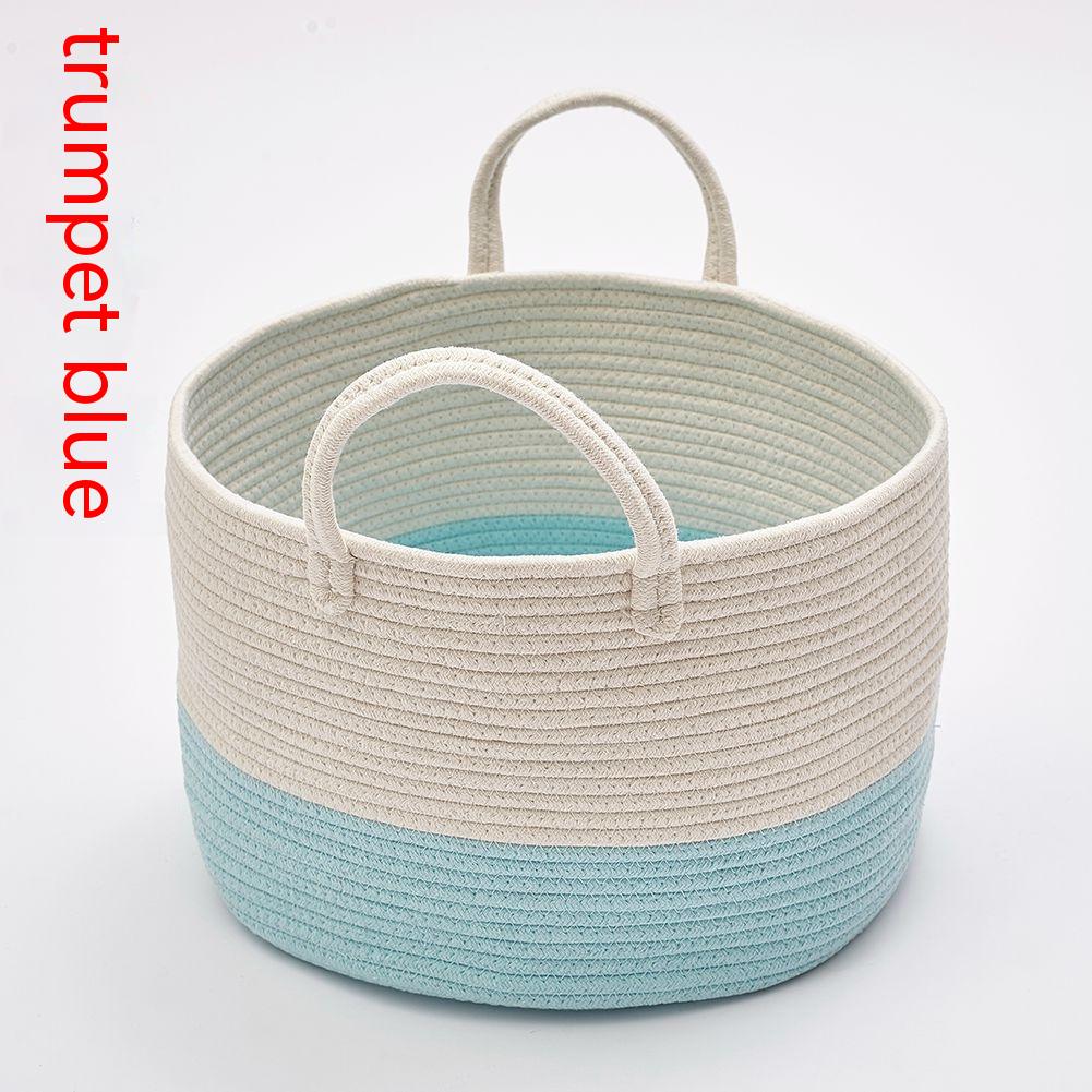 Cotton Braided Storage Basket with Fuzzy Ball Hanging Drop - Multi-Color Home Organizer