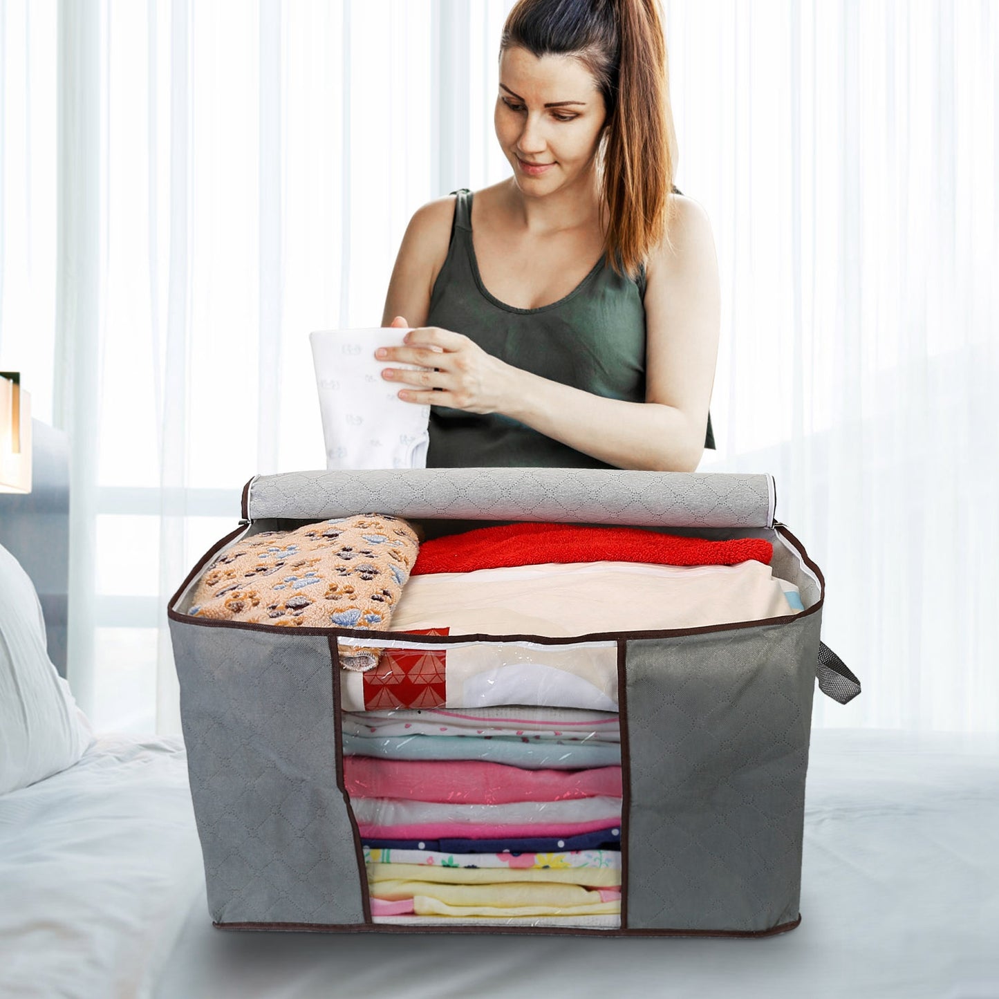 2Pcs Clothes Storage Bag For Moving Season 90L Per With Thick Fabric