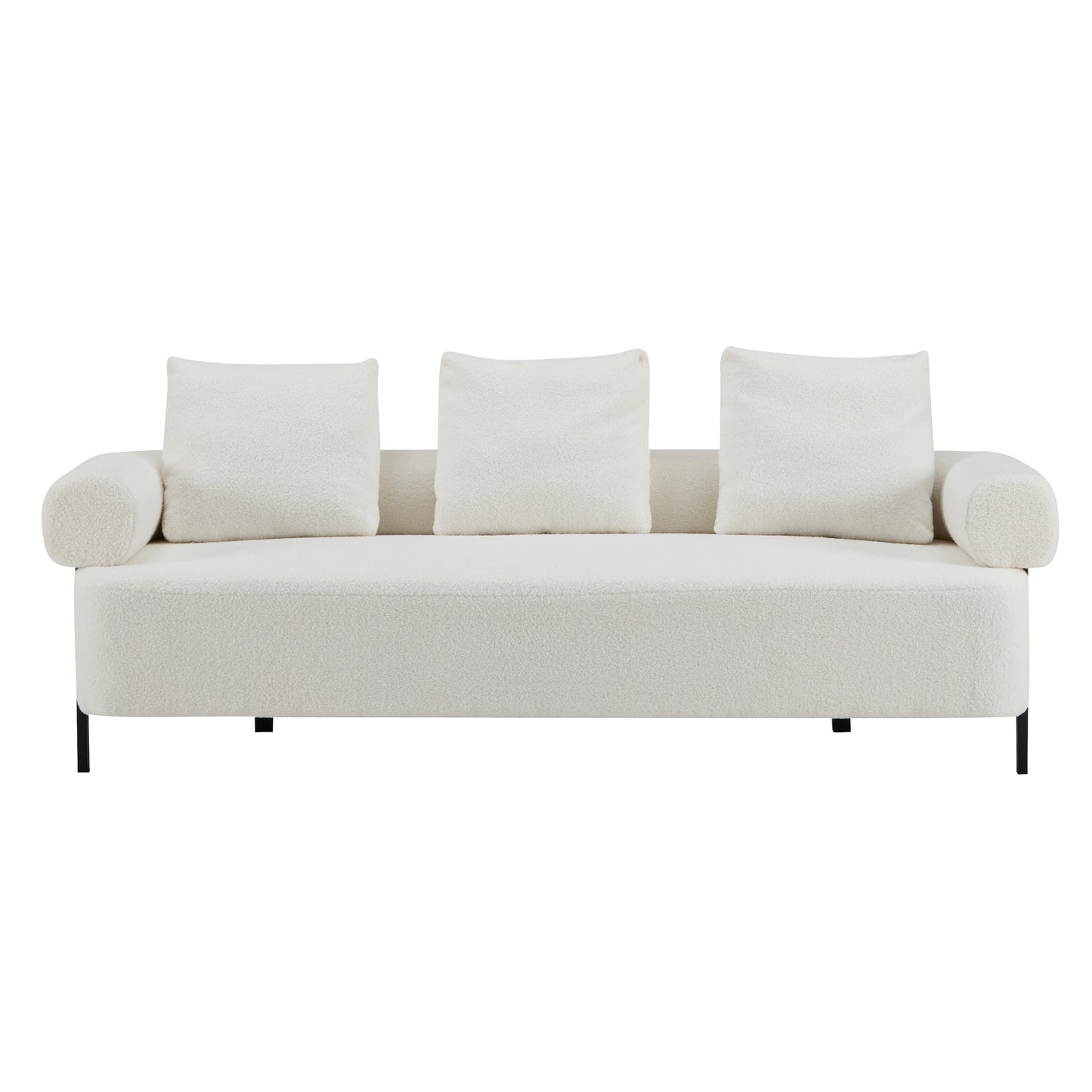 78 Modern 3-Seater Beige Upholstered Sofa, Oversized Comfy Couch With