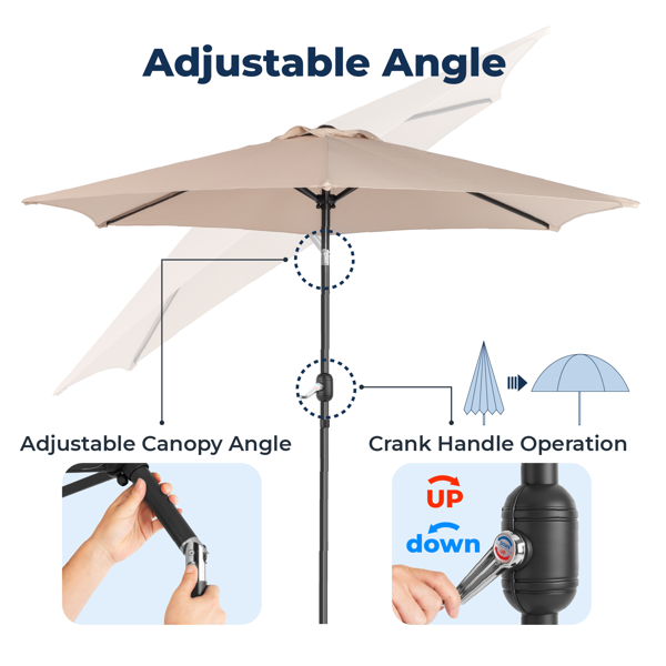 9ft Patio Umbrella with Crank & Tilt - Beige Market Umbrella