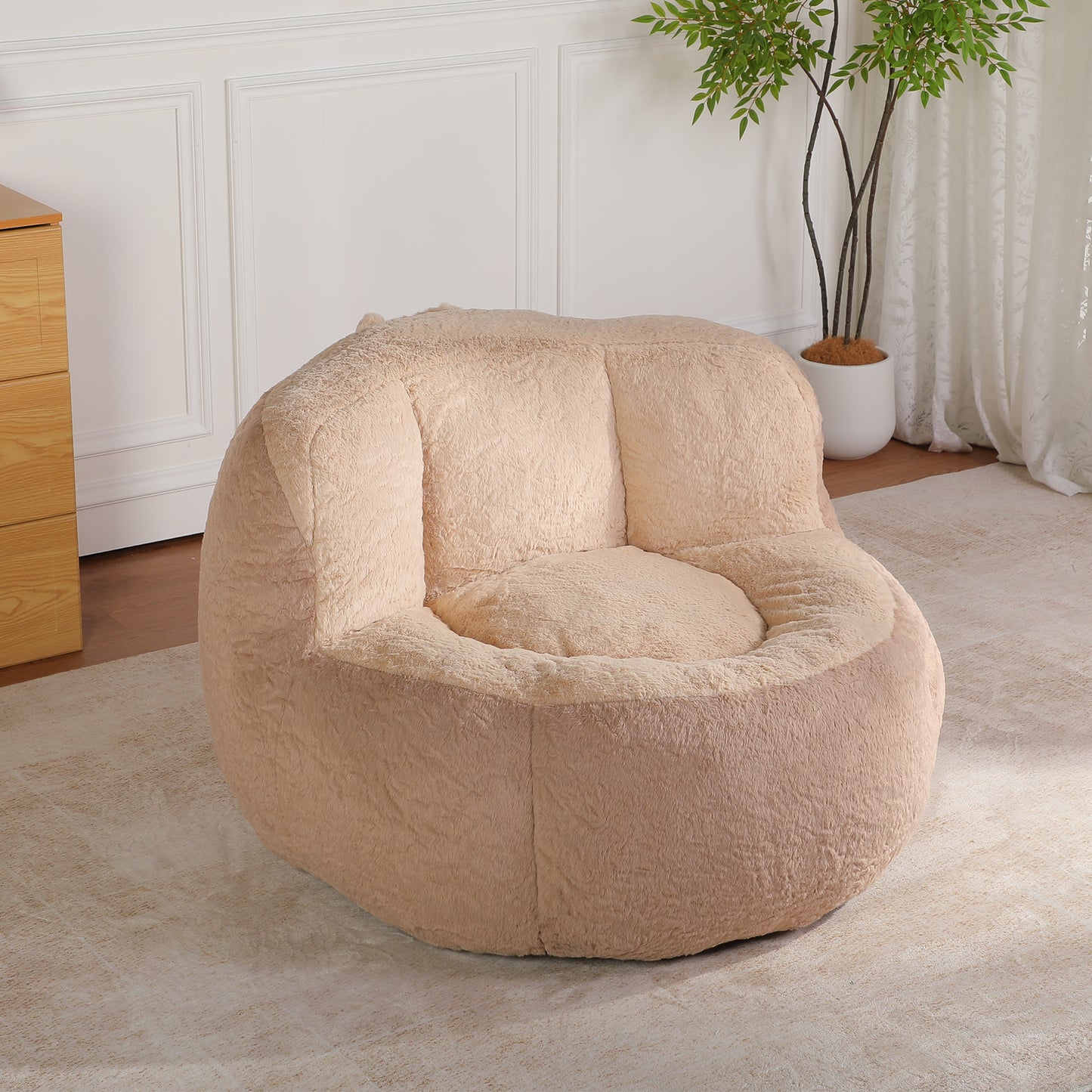 Oversized Multicolor Bean Bag Chair - Faux Fur Lounger Sofa