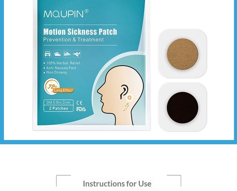 Motion Sickness Patches - 20 Piece Box for Travel & Car