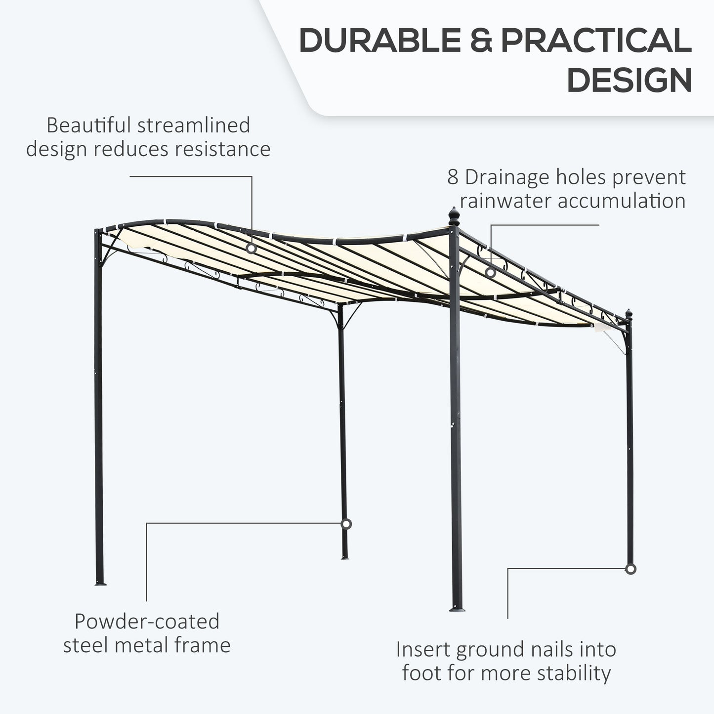 10' x 10' Steel Outdoor Pergola Gazebo with UV-Resistant Canopy - Cream White