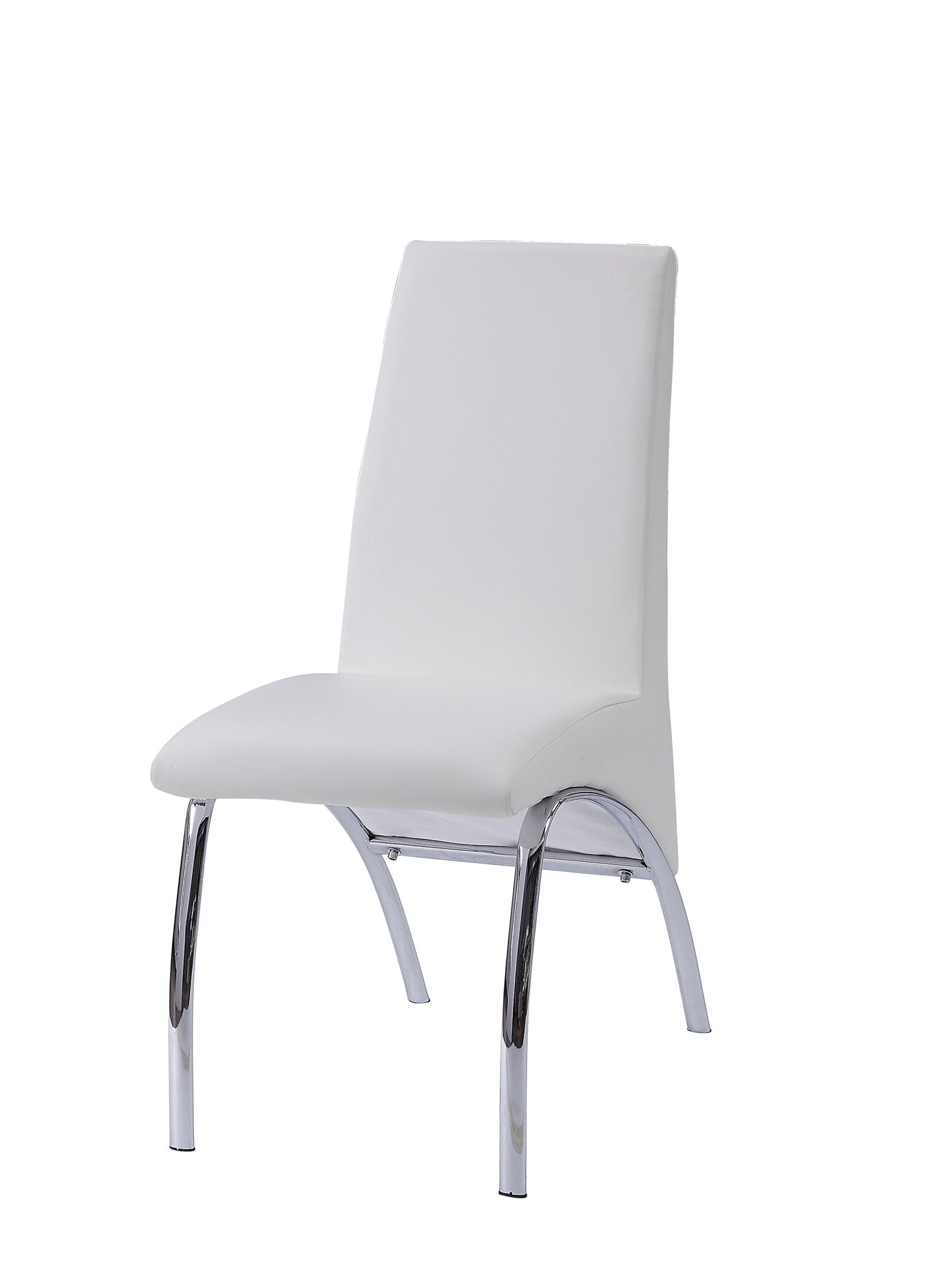 Pervis White Synthetic Leather Side Chair Set of 2 - Chrome Finish