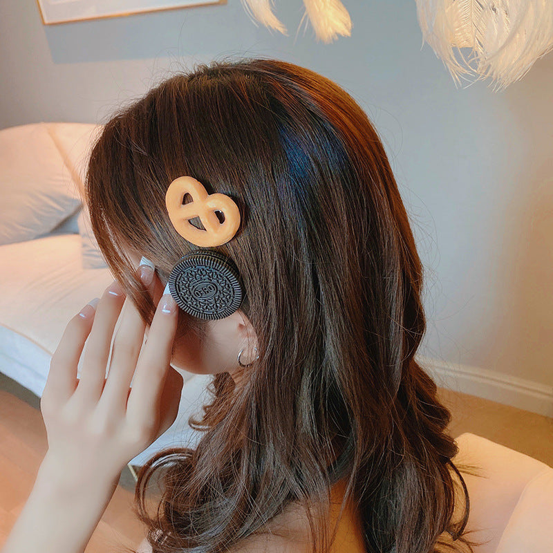 Women's Cookie & Biscuit Hairpin - Geometric Acrylic Hair Accessory