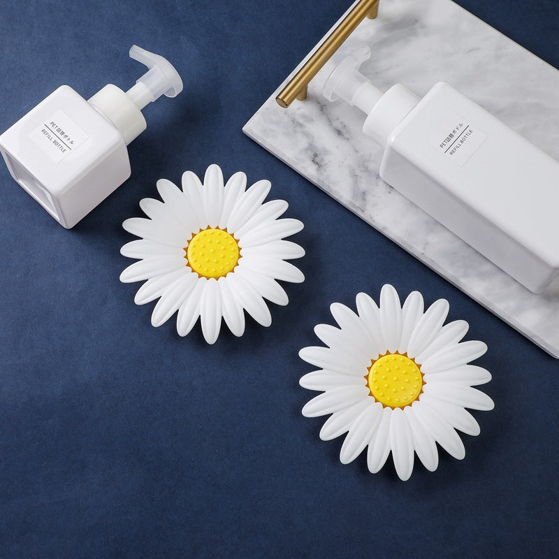 Double Layer Daisy Flower Soap Dish Drainable Bathroom Storage