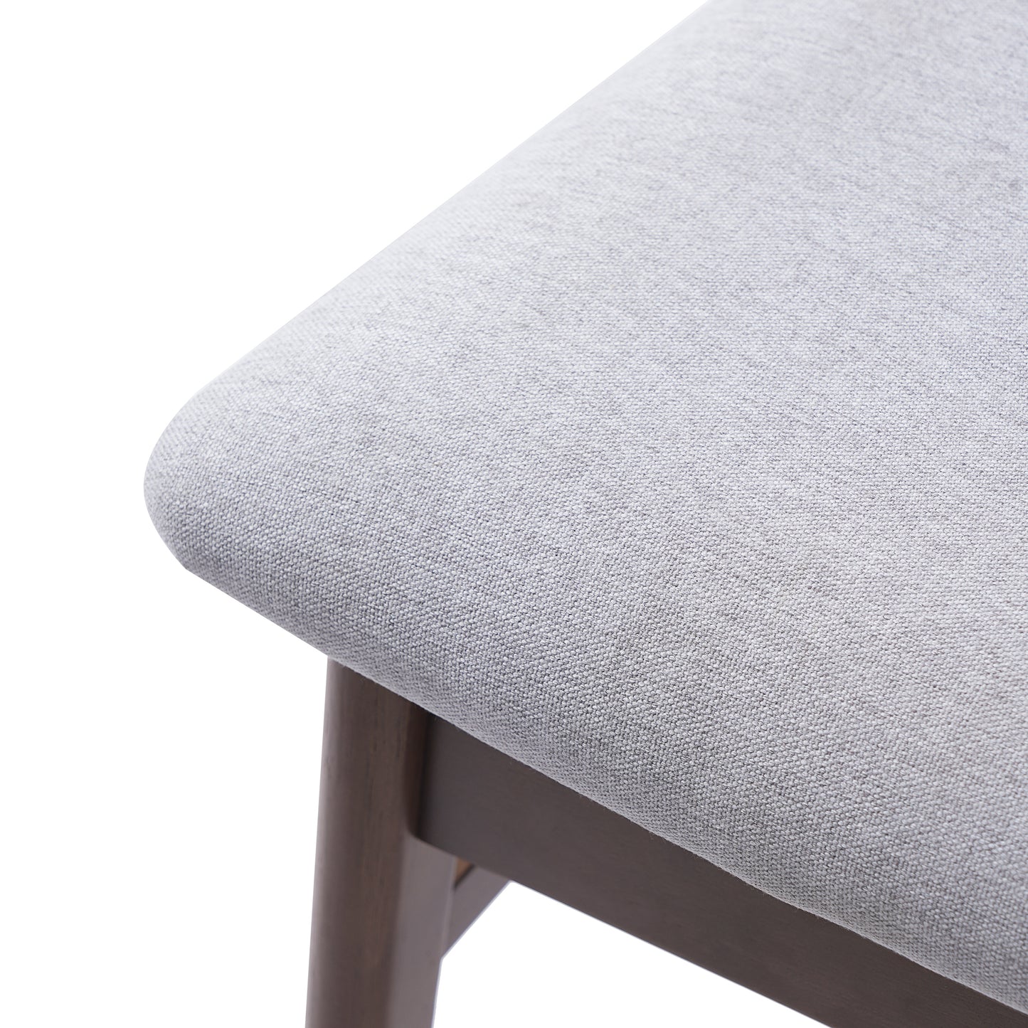 Set of 2 Modern Scandinavian Dining Chairs - Gray Fabric & Brown Wood