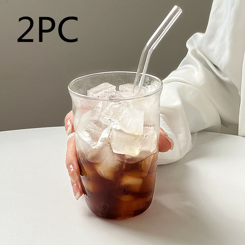 420ml Glass Coffee Cup with Straw - Latte Ice American Drinkware