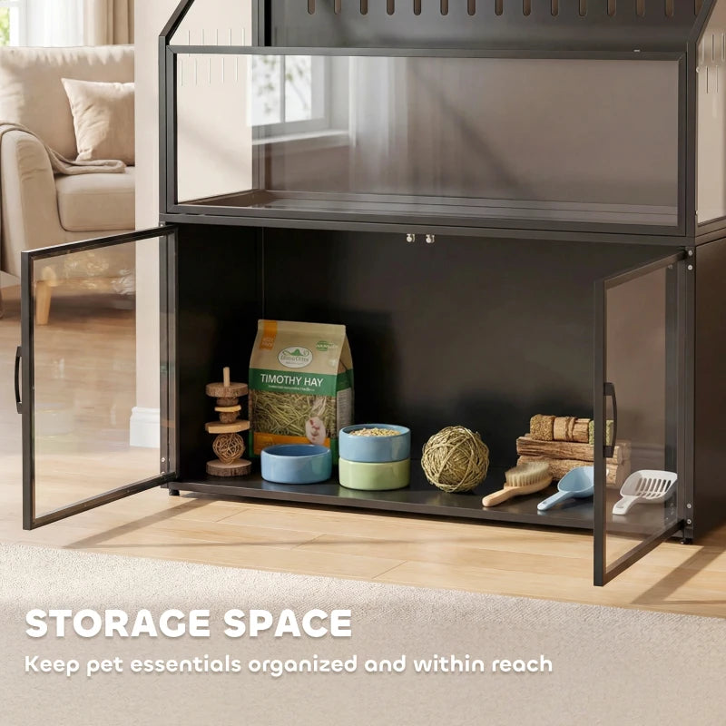 Spacious Small Animal Cage for Hedgehogs, Mice, and Gerbils - Black