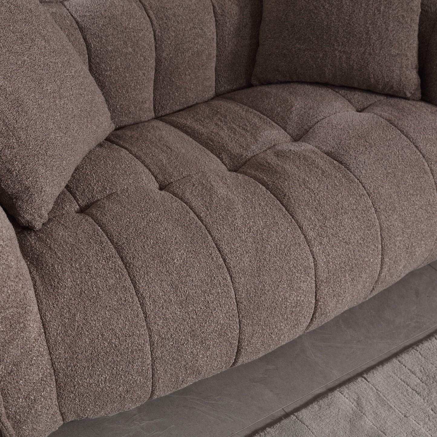 Comfortable Brown Beanbag Chair for Two - Chenille Foam Sofa