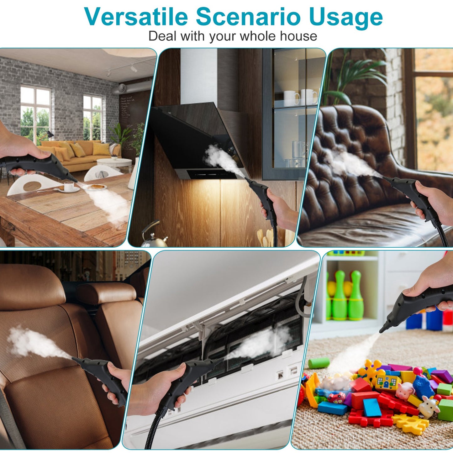 2500W Handheld Steam Cleaner for Car, Floor, Mattress, Windows & More