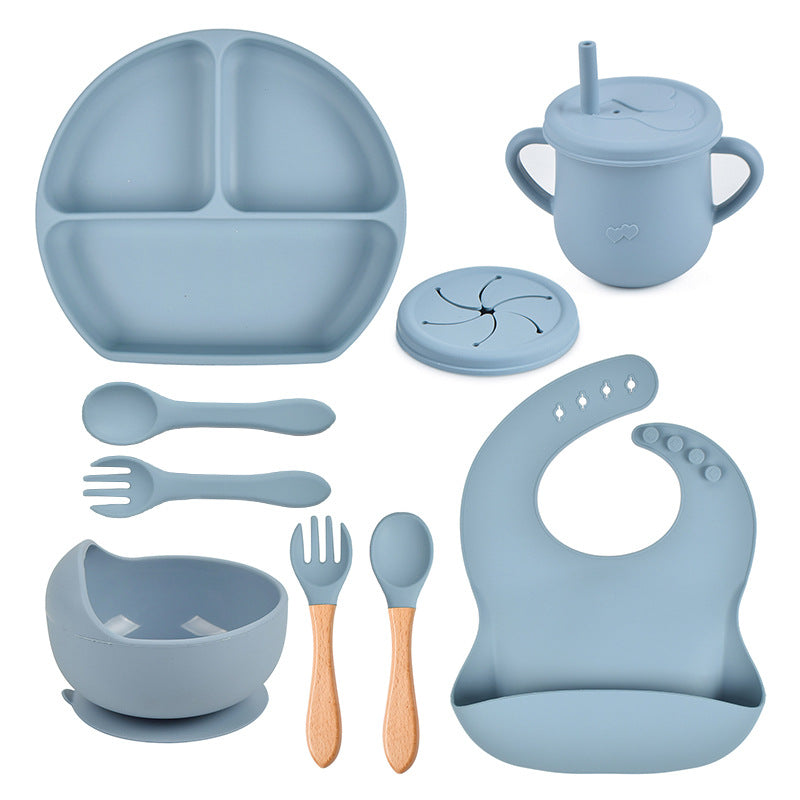 Silicone Solid Color Baby Tableware Set - Child Safe Dinnerware Kit