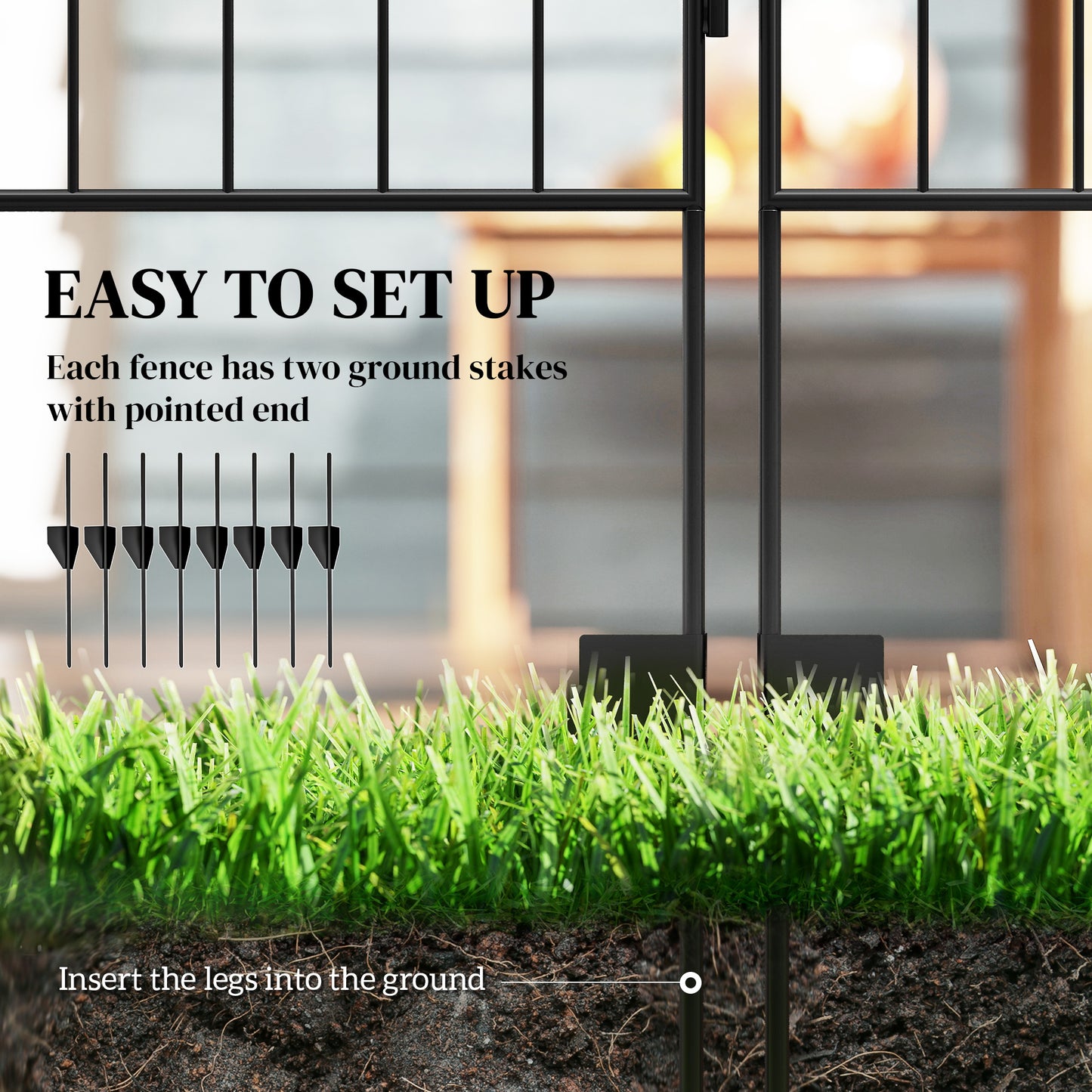 4 Pack Steel Garden Fence Panels - Rust-Resistant Black Edging