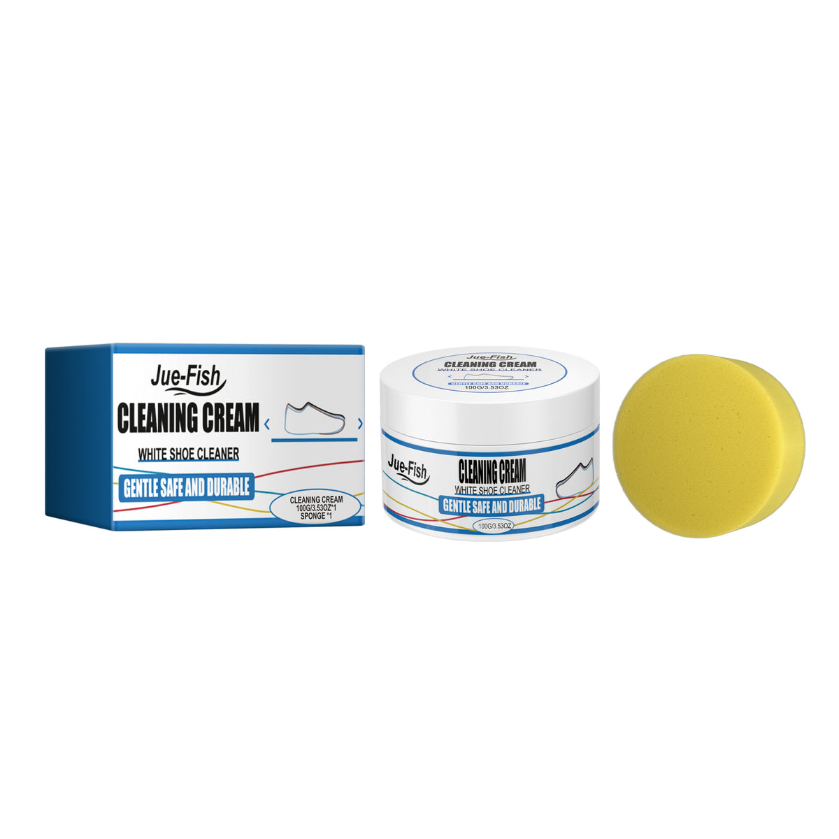 White Shoe Cleaning Cream - 100g Bottle with Sponge - Shoe Care