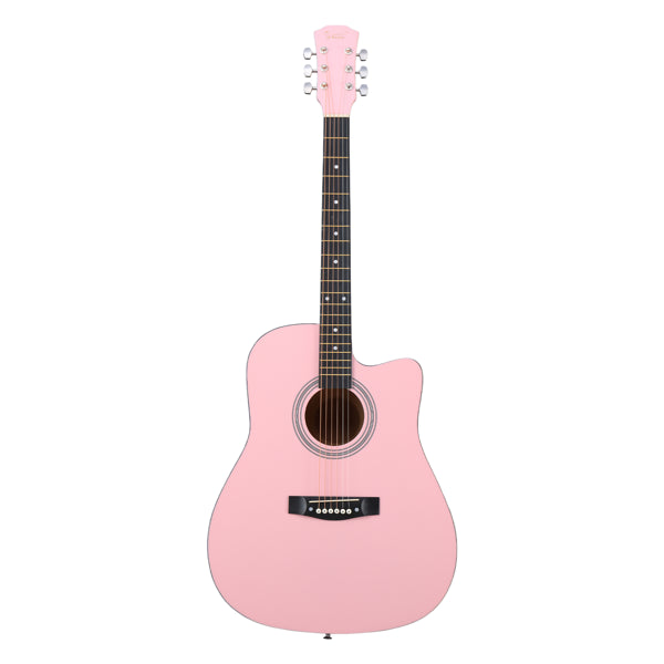 41-Inch Pink Dreadnought Acoustic Guitar with Accessories