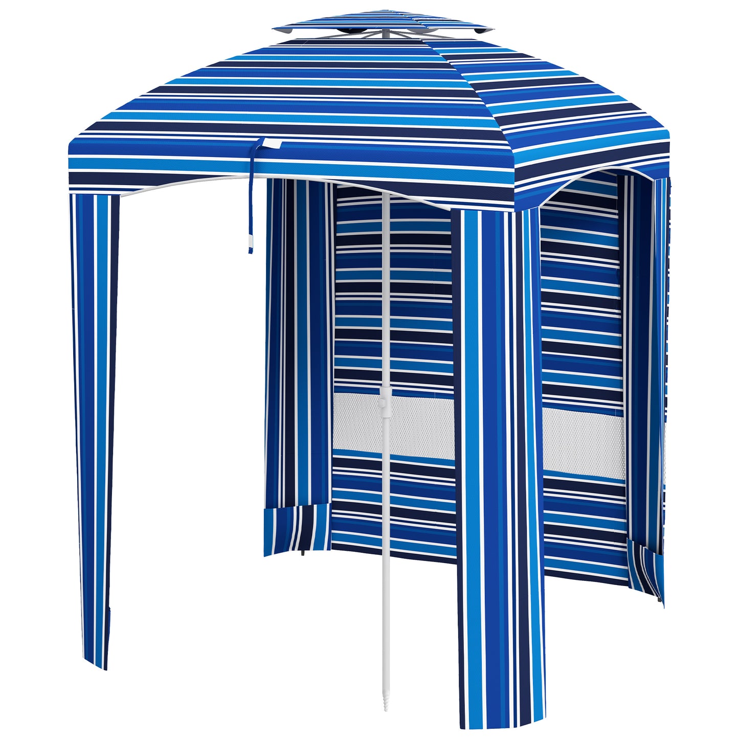 Portable Beach Umbrella with Cabana Canopy - Blue Stripe