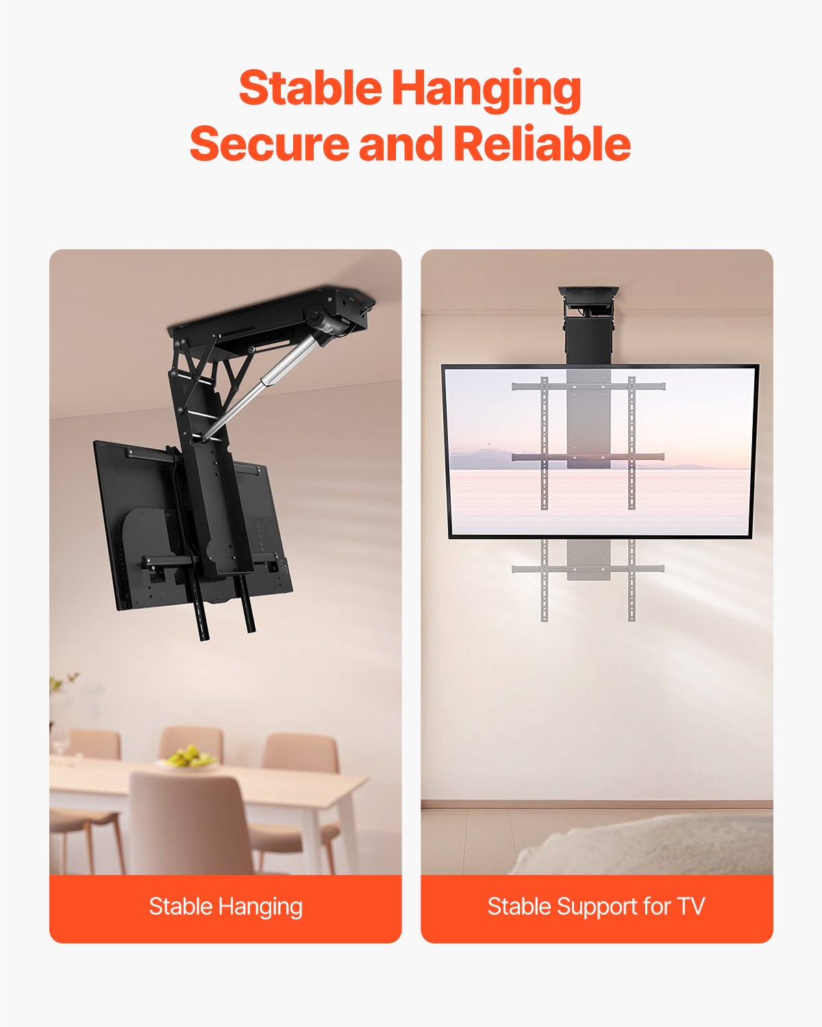 Motorized Ceiling TV Mount for 32-70 Inch TVs - Adjustable Height