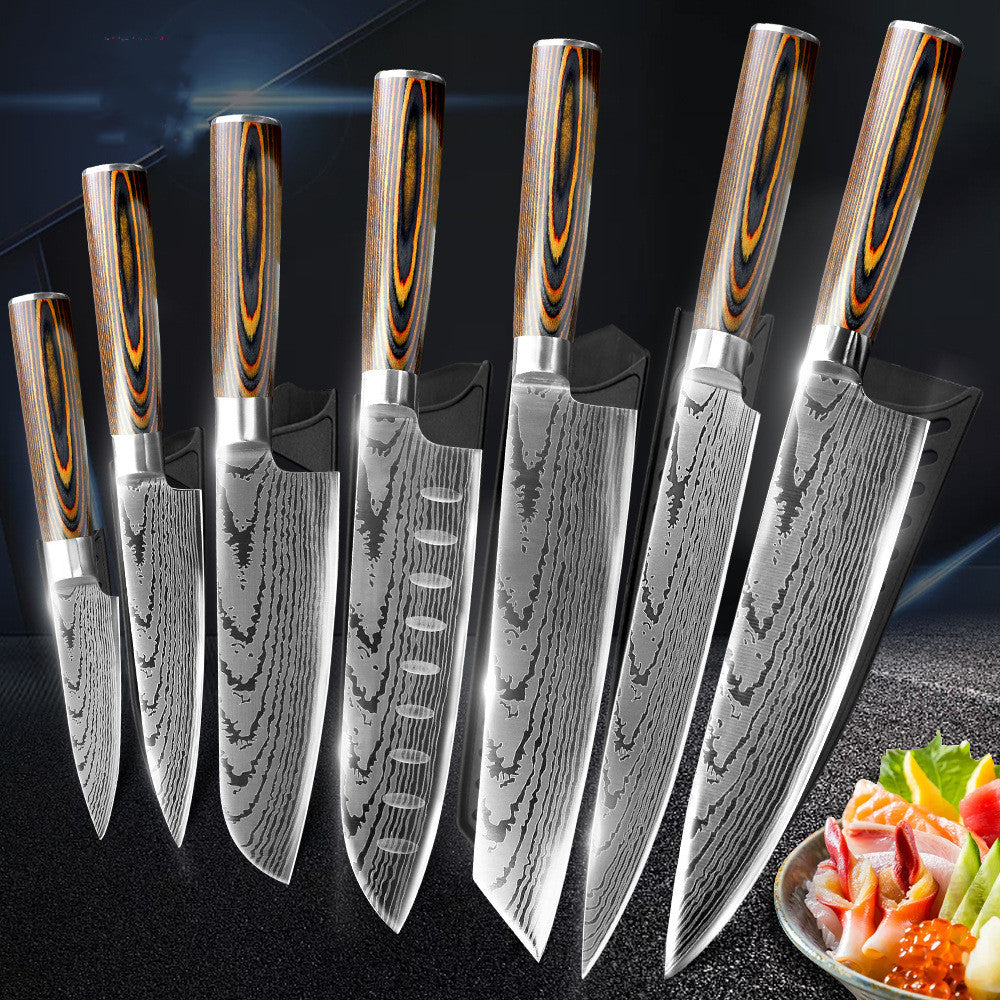 Stainless Steel Kitchen Knife Set - Multiple Sizes with Chef and Utility Knives