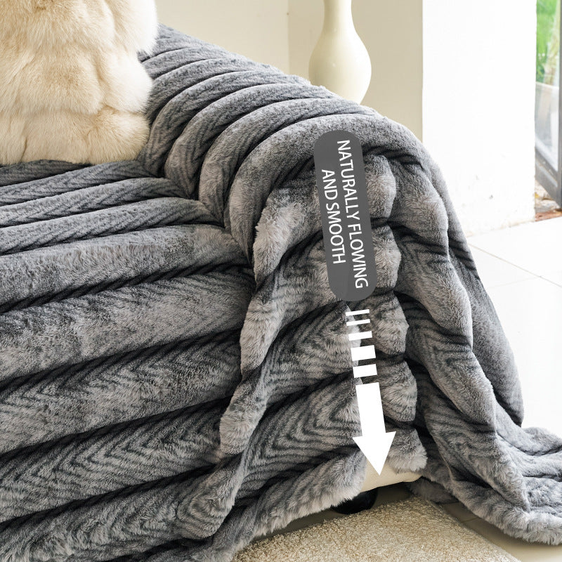 Non-Slip Thick Rabbit Fur Sofa Cover - Dustproof & Scratch-Resistant