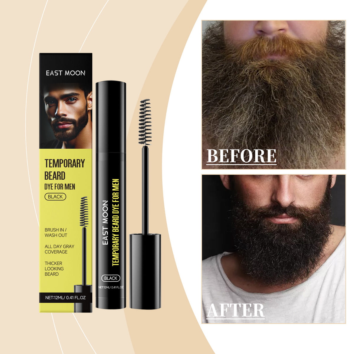 Men's Beard & Eyebrow Dye - Black, 12ml