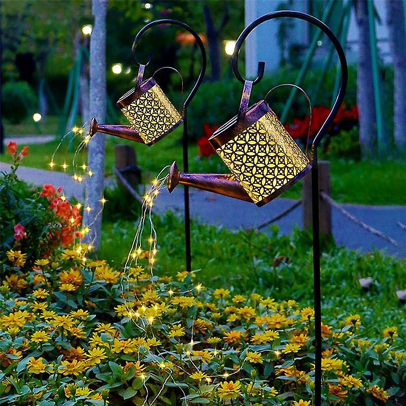 2-Pack LED Solar Watering Can Light String - Outdoor Decor