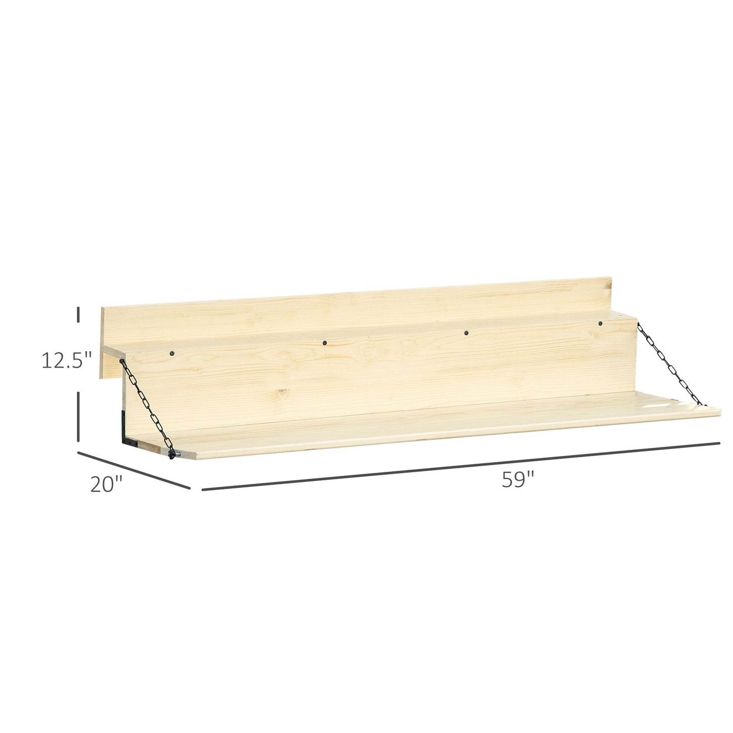 Foldable Spruce Wood Balcony Table for Railing - Natural
