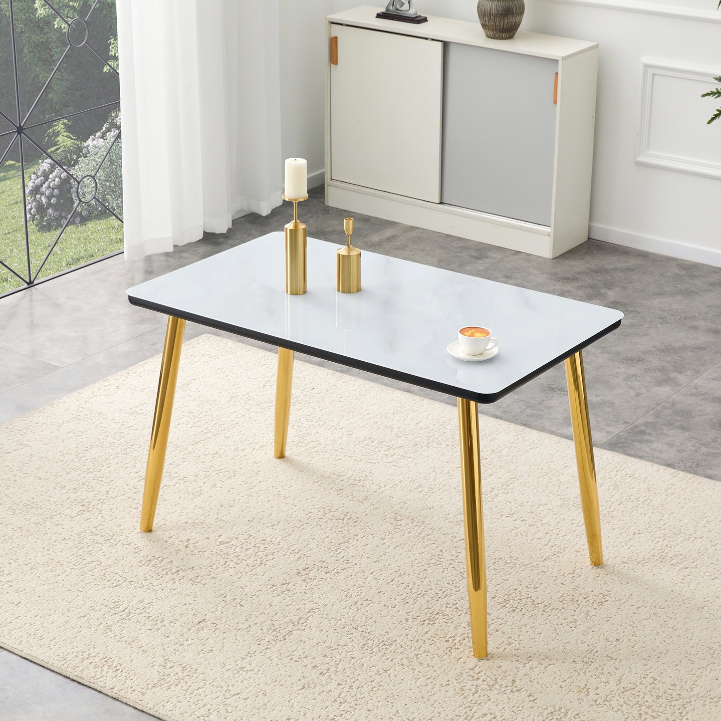 Modern Minimalist Rectangular Dining Table, Suitable For 4-6 People.
