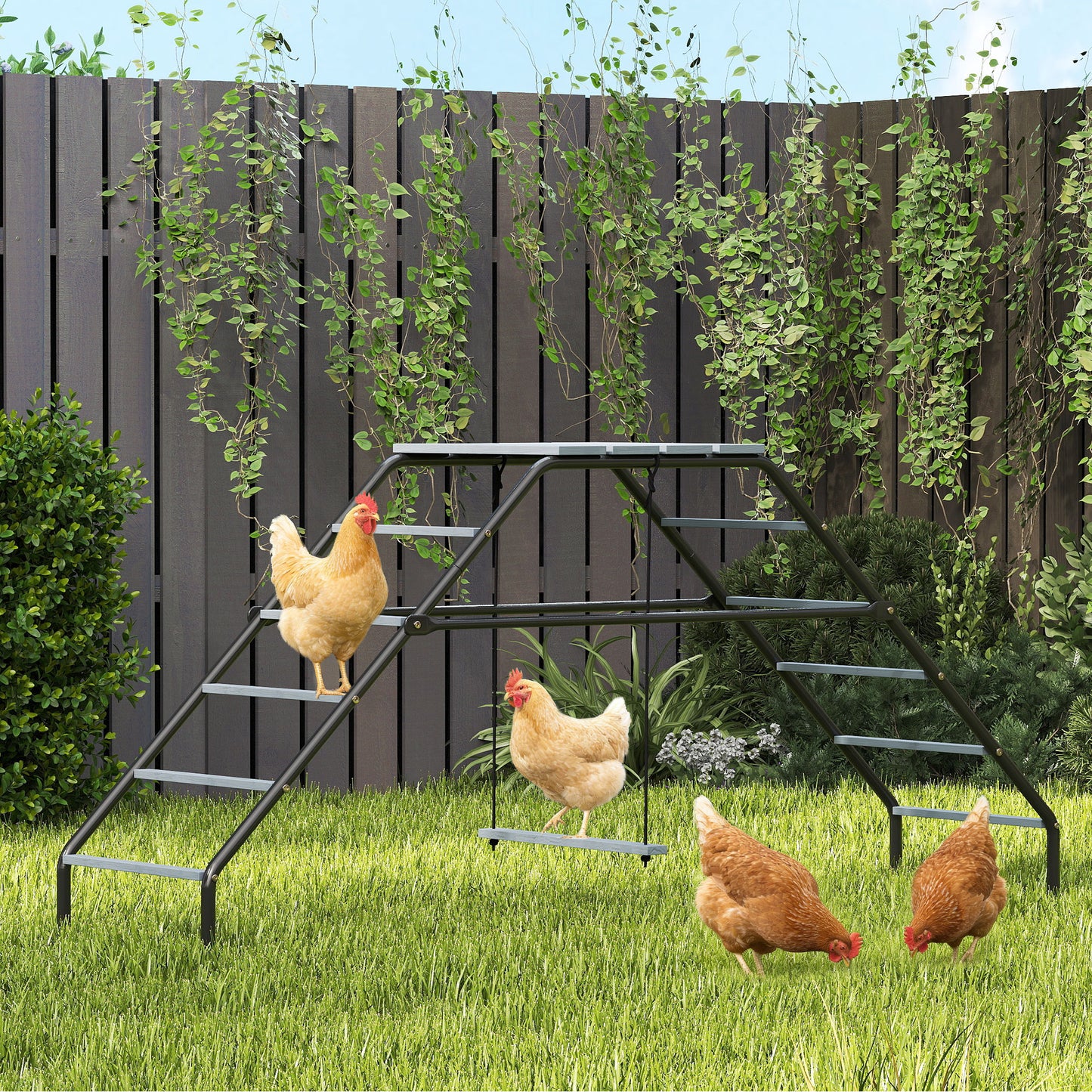 Adjustable Chicken Coop Perch with Swing - 10 Rails for Backyard Farm