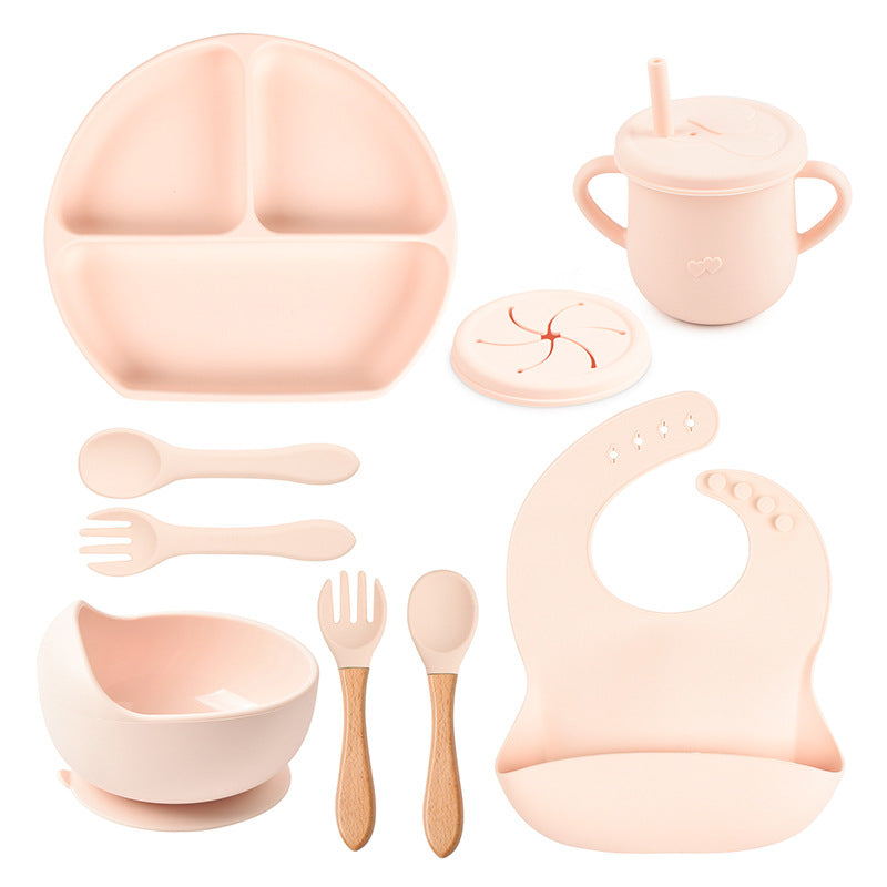 Silicone Solid Color Baby Tableware Set - Child Safe Dinnerware Kit