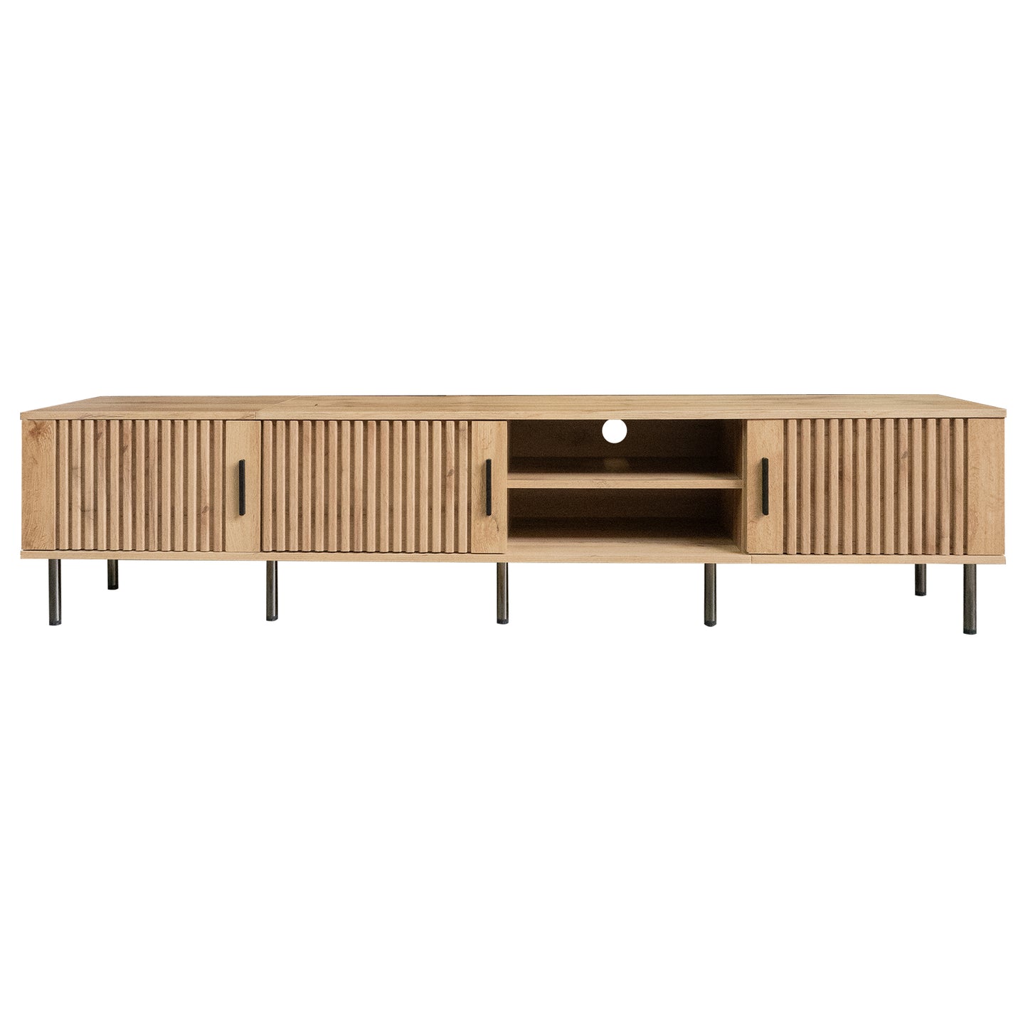 78-Inch Modern TV Stand for TVs Up to 85" - Natural Wood Finish