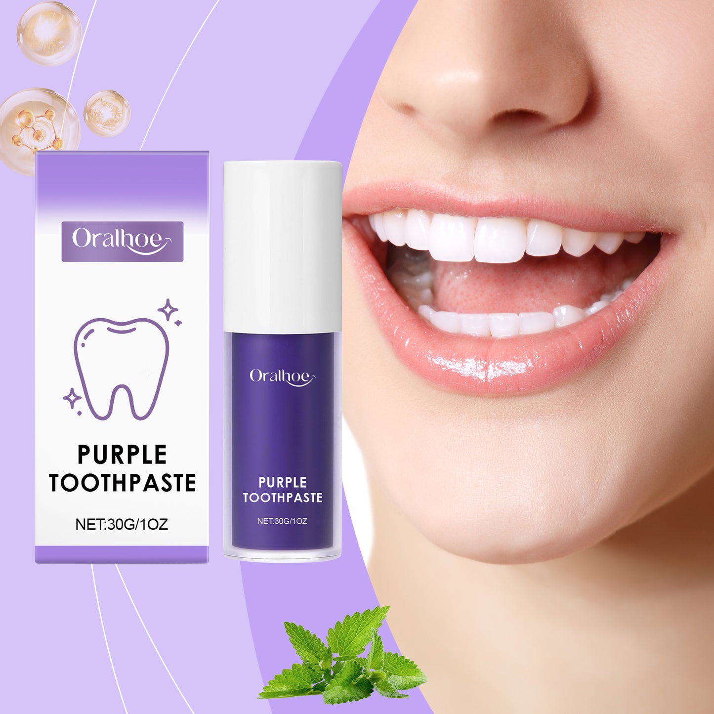 Purple Whitening Toothpaste 30g - Gentle Teeth Cleaning & Brightening
