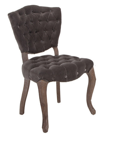Set of 2 Charcoal Tufted Velvet Dining Chairs