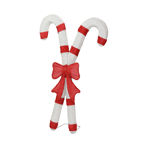 Lighted Candy Cane Christmas Decorations with Red Bow – 100 LED