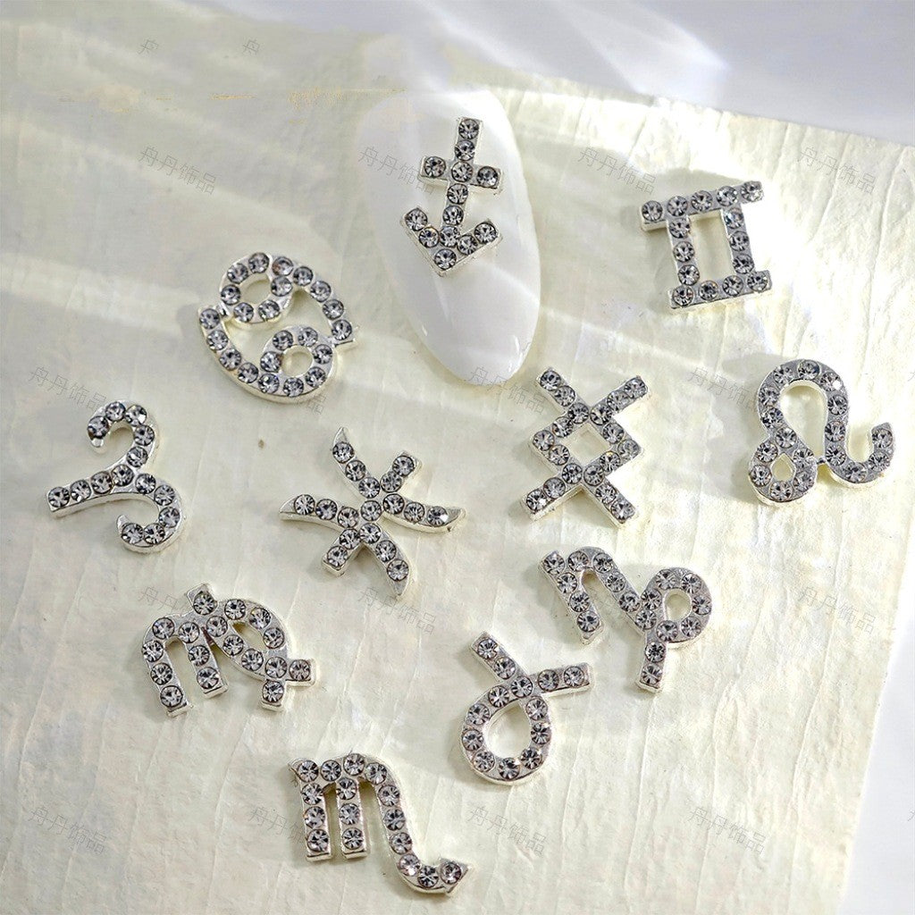 Zodiac Nail Art Accessories Alloy Inlaid Diamonds - Multiple Variants