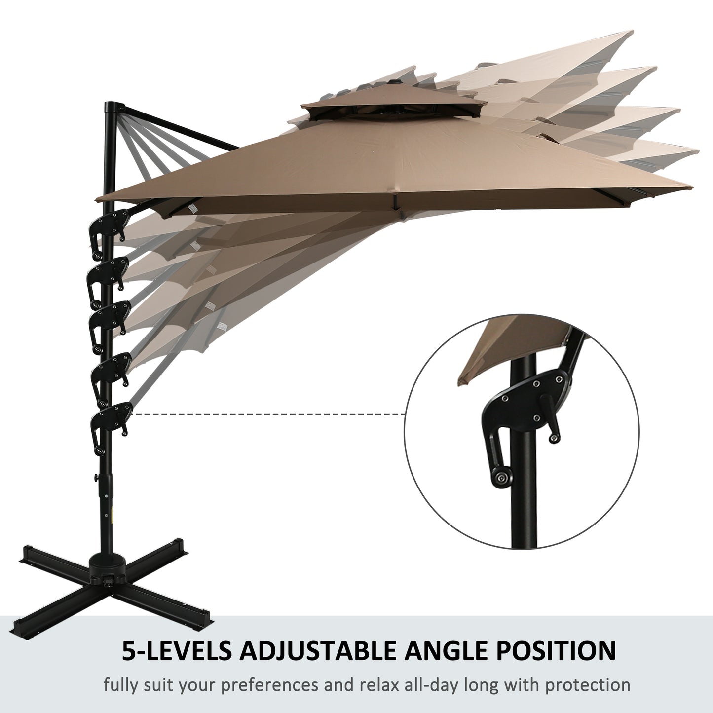 10ft Offset Patio Umbrella with 360-Degree Rotation - Coffee