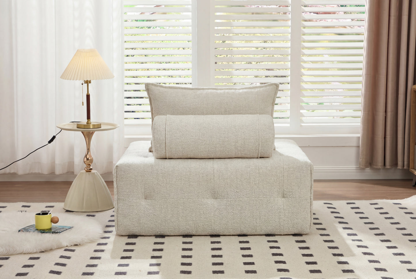 Modular Sectional Sofa with Adjustable Backrest - Beige