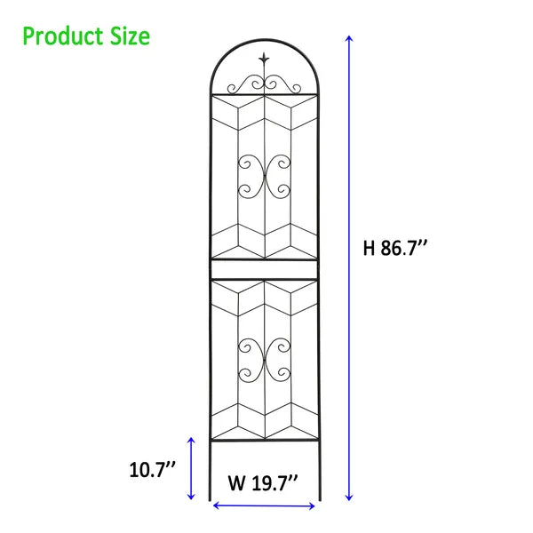 Metal Garden Trellis for Climbing Plants - 86.7" x 19.7" - Black - 4 Pack