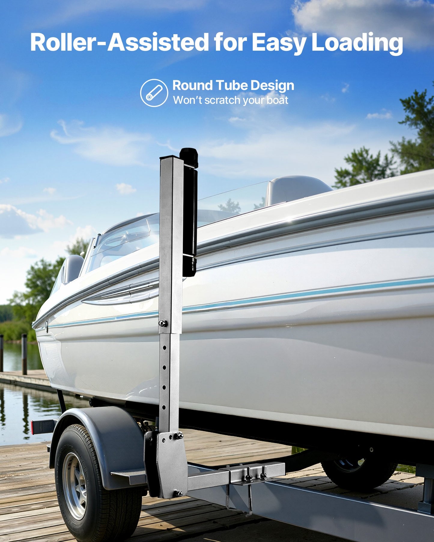 Adjustable Boat Trailer Guides 27.6-41.3 Inch Steel Roller Guides for Larger Fishing Boats