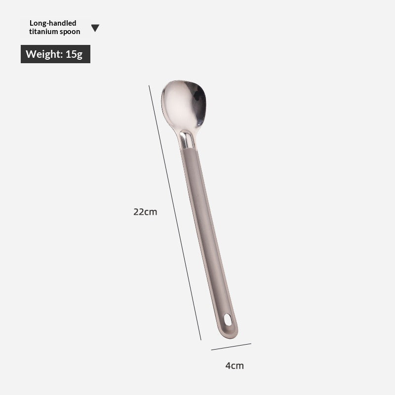 Portable Titanium Fork and Spoon Set - Long-Handled Minimalist Dining Utensils