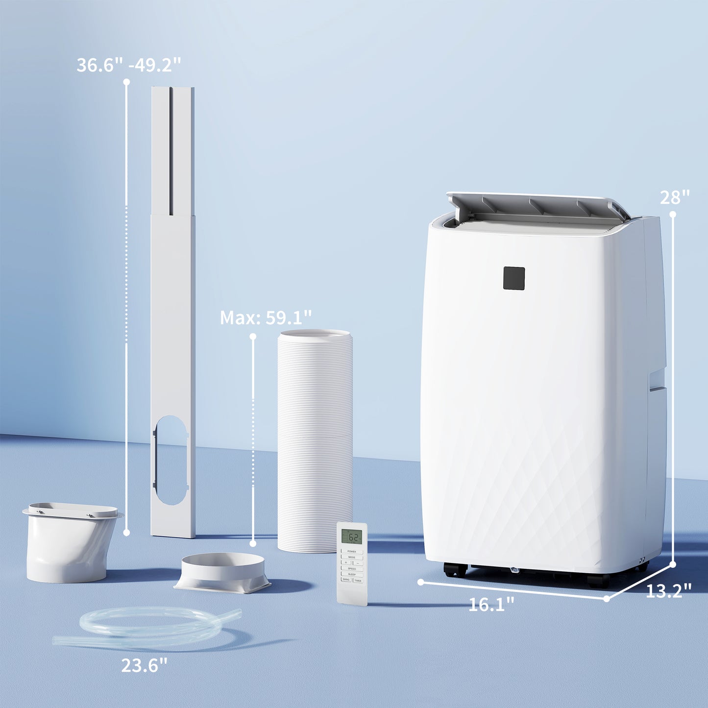 Portable 14000 BTU Air Conditioner for Rooms up to 700 sq ft with Dehumidifier & Remote