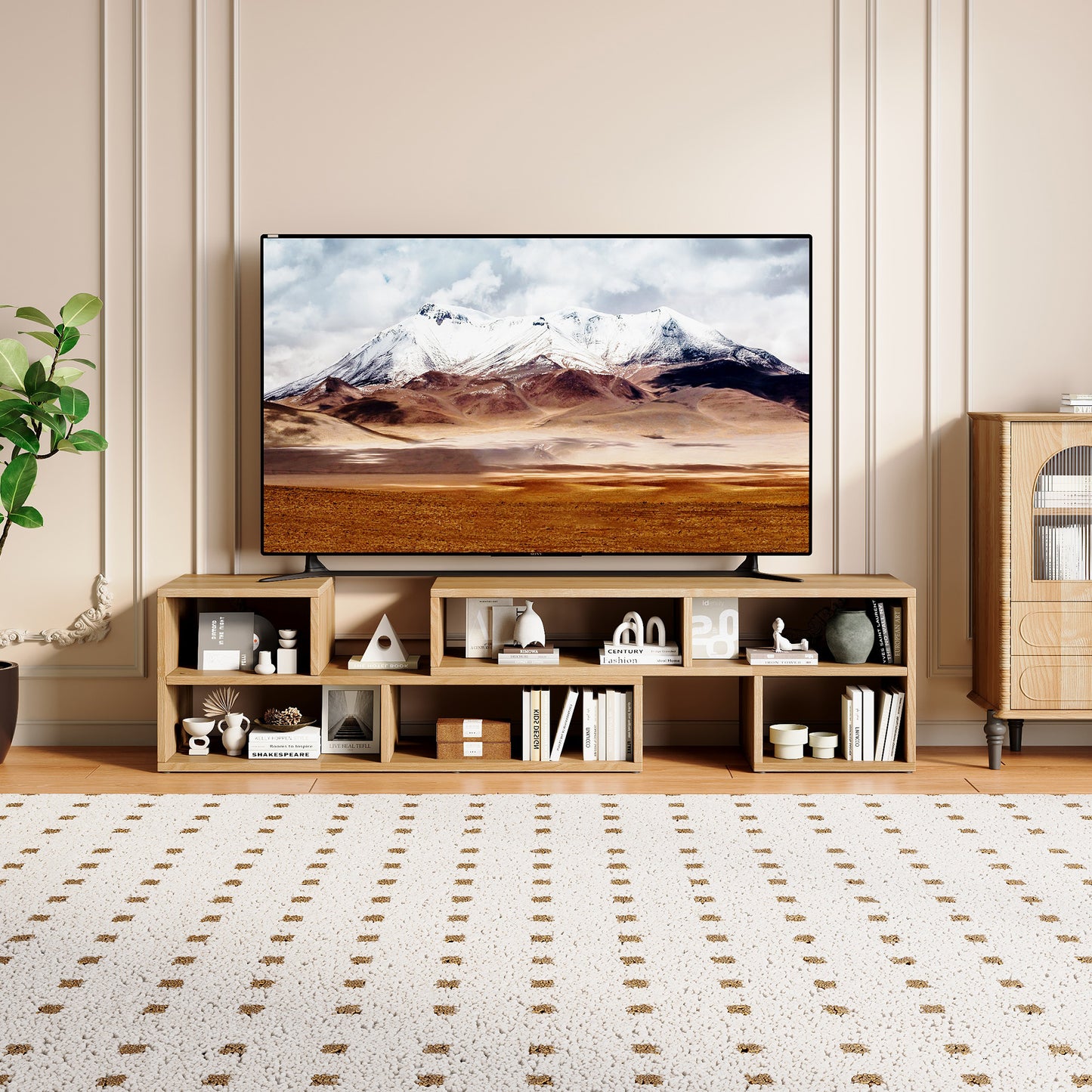 Modular Freestyle TV Stand - Light Wood Adjustable Media Console