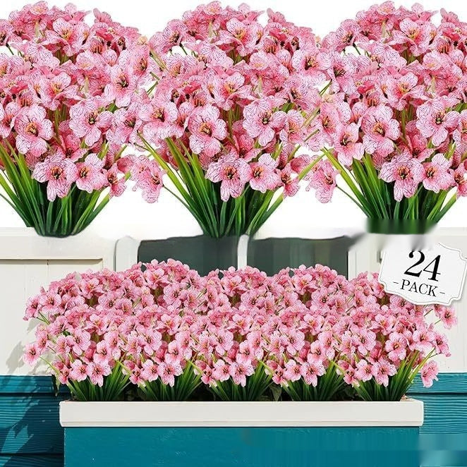 Spring Grass Violet Artificial Flower Set - UV Protection for Garden & Home Decor