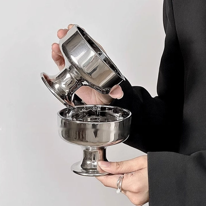 200ml Glass Pudding Ice Cream Cup – Silver, Korean Style, Food & Drinkware