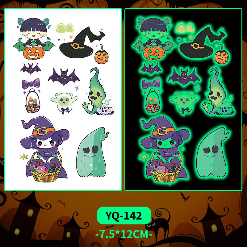 Glow-in-the-Dark Colorful Tattoo Stickers for Halloween & Parties
