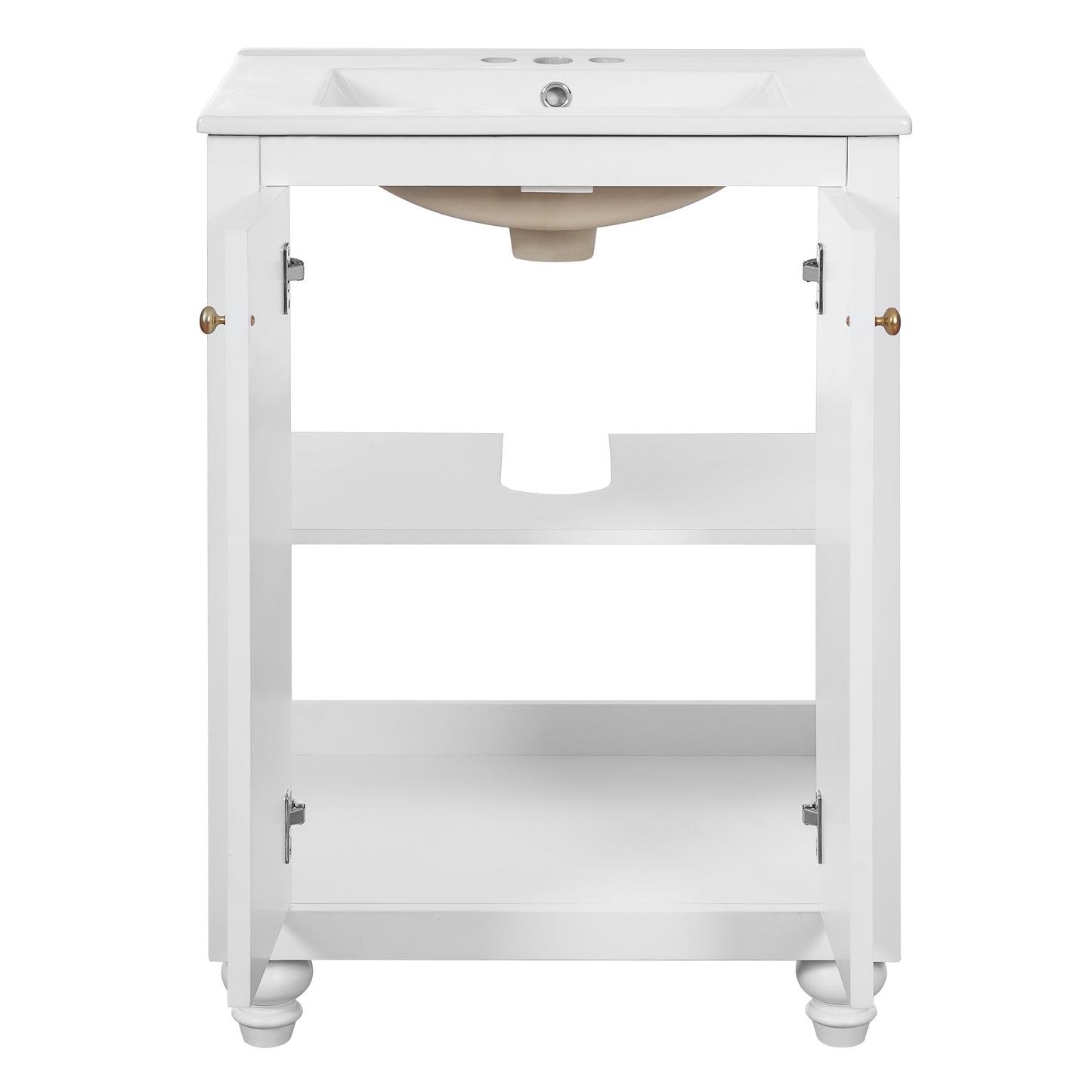 Modern 24" Bathroom Vanity with Ornate Design & Soft-Close Hinges - White
