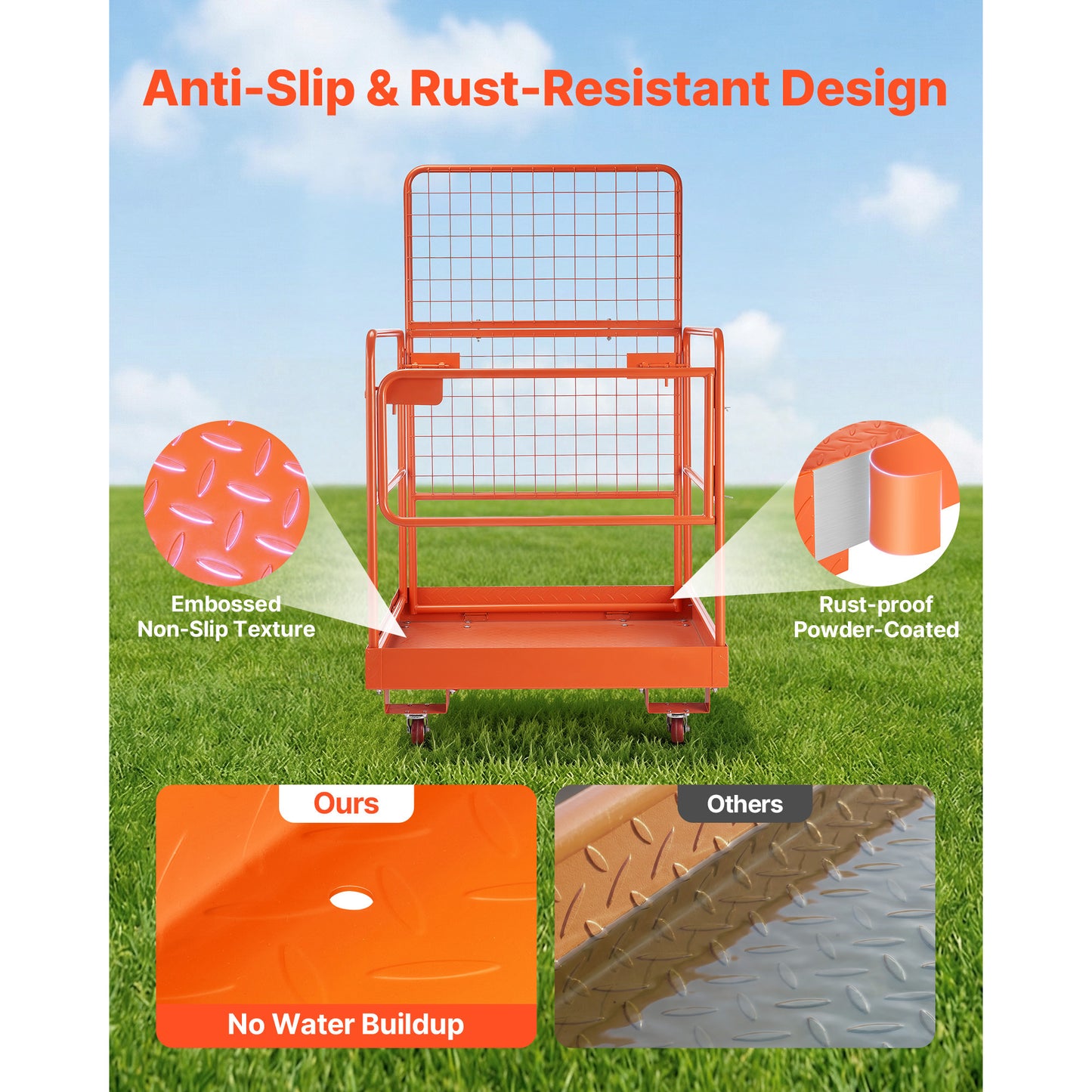 Forklift Safety Cage 36.2 x 41.1 Inch Heavy Duty Work Platform with 4 Wheels